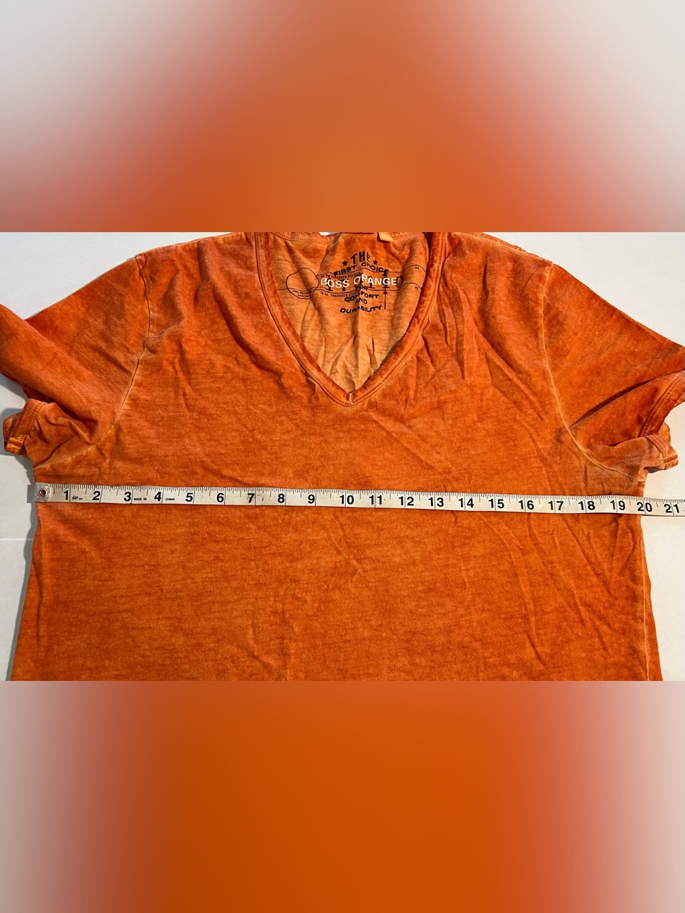 Hugo Boss Orange Toulouse V-Neck Tee Mottled Orange Wash Mens Size Medium - Picture 3 of 14